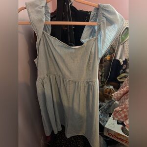 American Eagle Outfitters Light Blue Ruffle Sleeve romper
